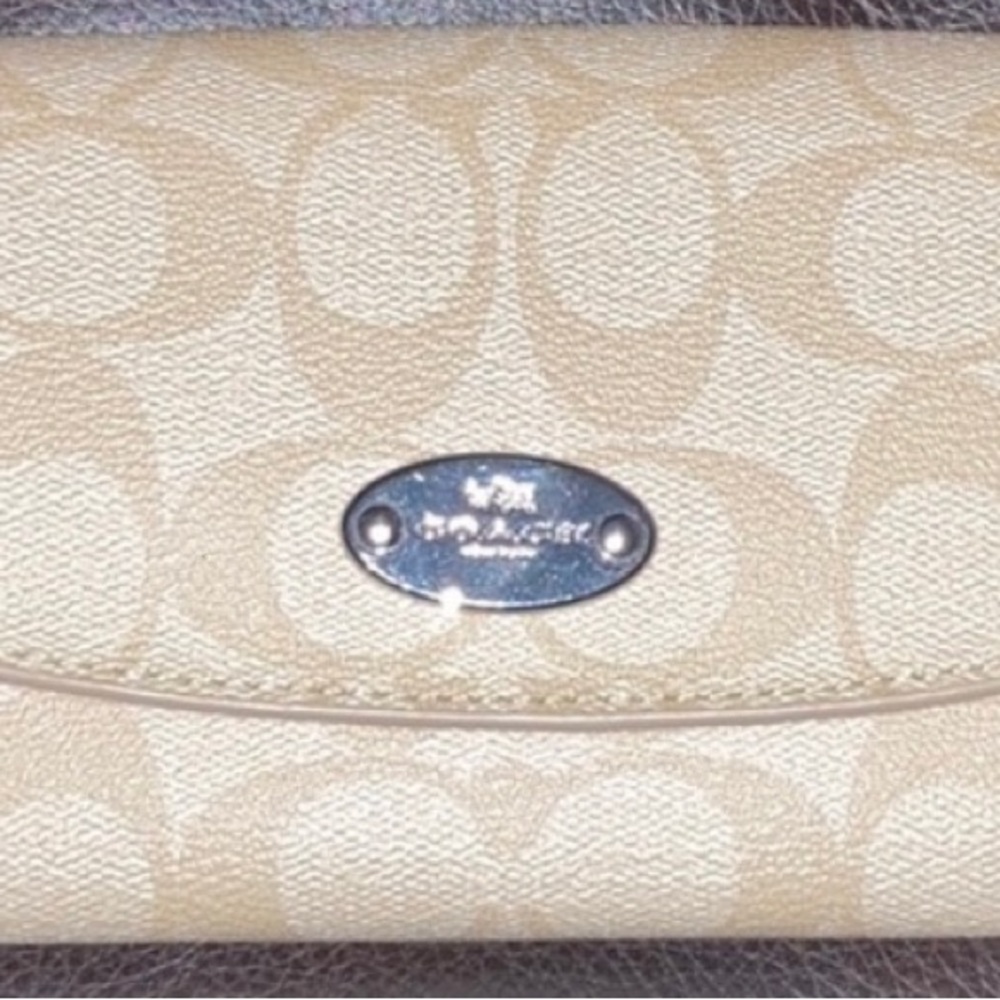 Coach khaki/pink slim envelope wallet NWT